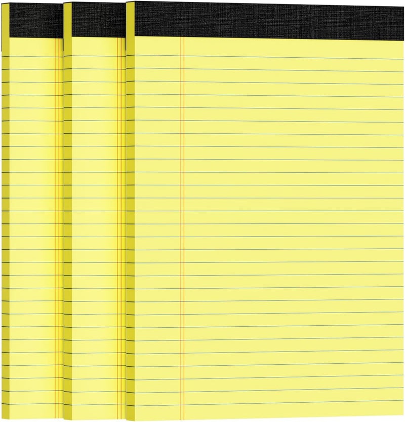Ciphyfee 3pcs Legal Pads 8.5 x 11, Notepads 8.5 x 11 College Ruled Notebook, Writing Pads of Paper,Yellow Note Pads, Memo Pad Papers Perforate Legal Notepads Narrow Ruled Line,30 Sheets/Pack - Image 1